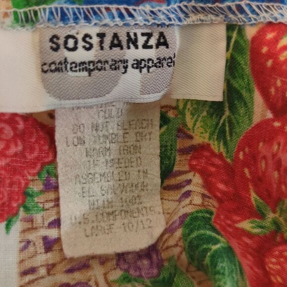 Vintage‎ Sostanza 80s all over fruit print dress size large - Picture 2 of 7